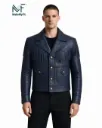 Blue Texan Long Horn Leather Jacket